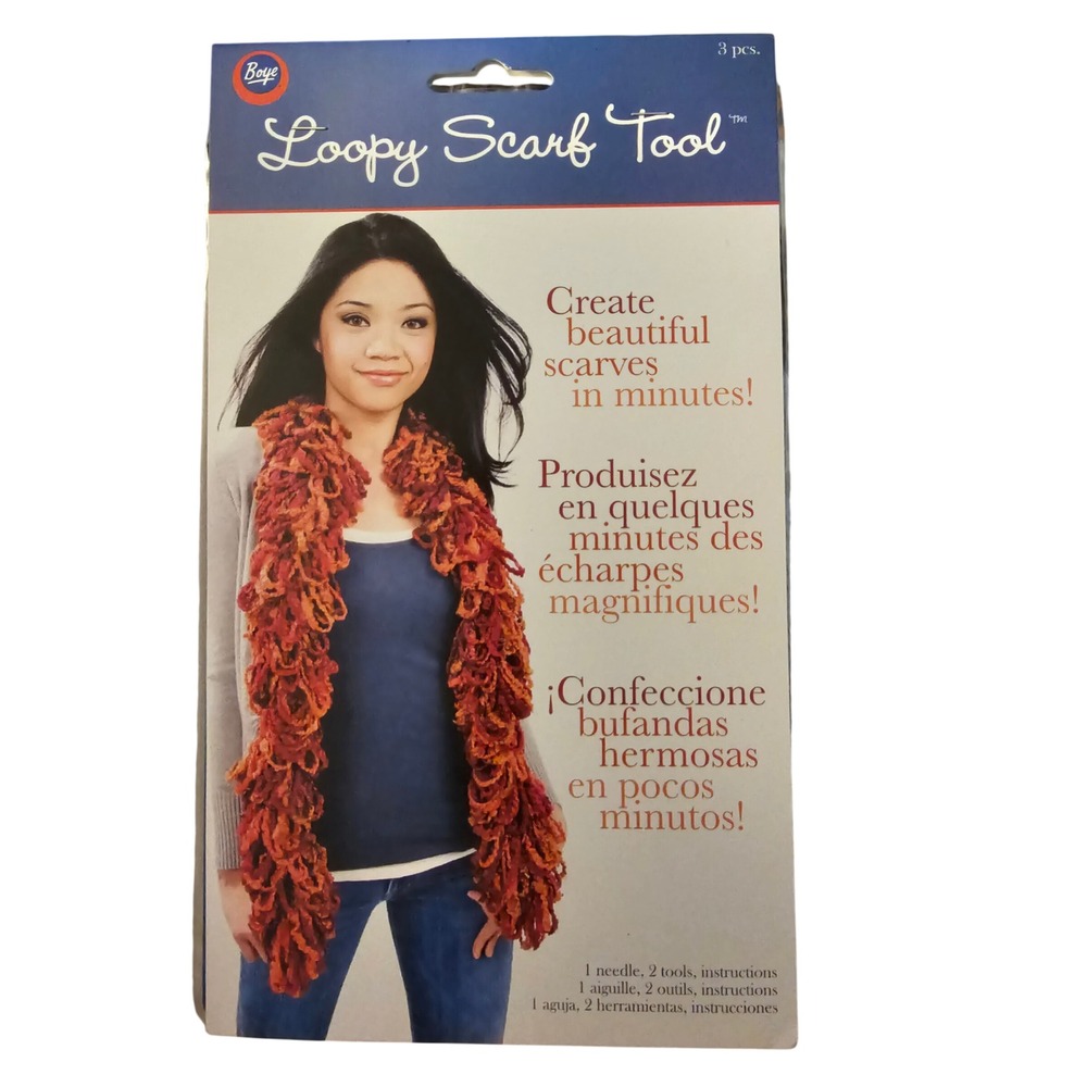 Boye‎ Loopy Scarf Tool Wrights 3 Piece Kit 6314 Blue Yellow Scarf Maker NEW